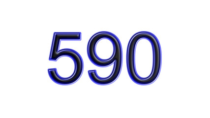 blue 590 number 3d effect white background