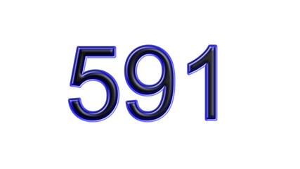 blue 591 number 3d effect white background