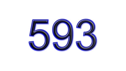 blue 593 number 3d effect white background