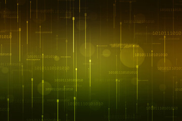 Binary Code Background, Digital Abstract technology background, flowing number one and zero text in binary code format in technology background. Internet Big data Concept