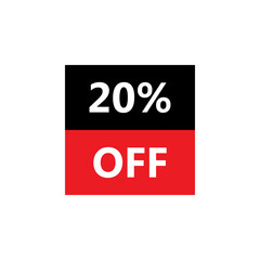 Up To 20% Off. Vector illustration of special offer sale sticker on white background. Red black bargain symbol. Cut price icon. Discount, sale concept.