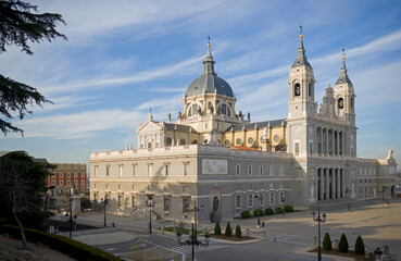 Fototapeta na wymiar Royal Palace of Madrid in Madrid, Spain. Architecture and landmark of Madrid, postcard of Madrid