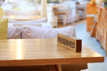 Background of a cafe with a reserved table