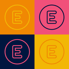 Pop art line Compass west icon isolated on color background. Windrose navigation symbol. Wind rose sign. Vector