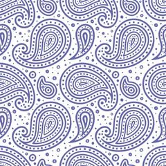 Wallpaper murals Very peri Traditional paisley seamless texture. Hand drawn abstract endless pattern. Simple drawing floral repeating background. Part of set.