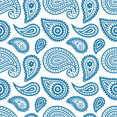 Traditional paisley seamless texture. Hand drawn abstract endless pattern. Simple drawing floral repeating background. Part of set.