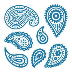 Traditional paisley ornament. Hand drawn abstract design element illustrations. Simple drawing floral pattern. Part of set.