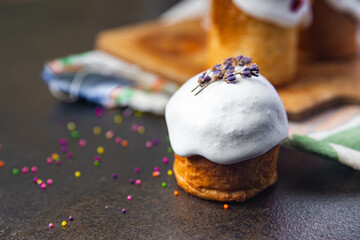 Easter cake sweet dessert Orthodox Christians holiday easter treat healthy meal food snack on the table copy space food background rustic top view