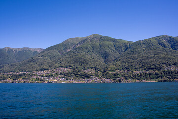 Fototapeta na wymiar View of the Lake Maggiore, between the lovely cities of Locarno and Ascona, Ticino, Southern Switzerland
