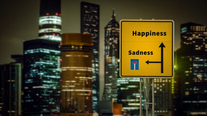 Obraz premium Street Sign Happiness versus Sadness