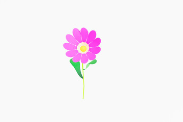 Cartoon flower stylized pink chamomile icon isolated 3d render 3d illustration