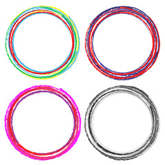 Multicolored round frames set painted with brushes.
