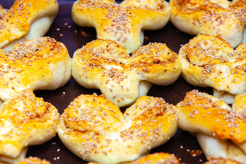 ready-made biscuits on a baking sheet
