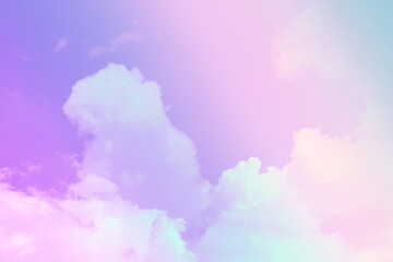 Obraz na płótnie Canvas beauty sweet pastel pink blue colorful with fluffy clouds on sky. multi color rainbow image. abstract fantasy growing light