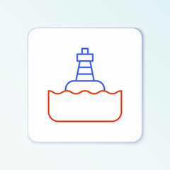 Obraz premium Line Floating buoy on the sea icon isolated on white background. Colorful outline concept. Vector
