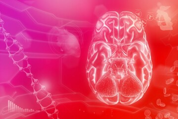 Human brain, alzheimer study concept - highly detailed hi-tech texture, medical 3D illustration