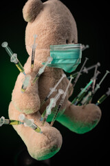 children's vaccination against the covid19 virus and vaccinations on the example of a teddy bear