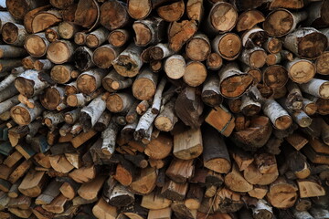 a pile of sawn wood