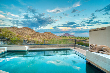A luxury pool with mountain views