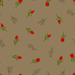 Tulip flowers seamless pattern. Stock vector illustration eps10.