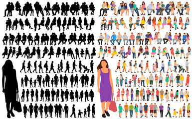 people set, silhouette collection, isolated