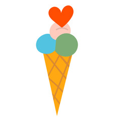 ice cream with heart on white background vector
