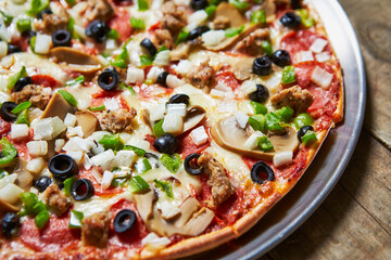 pizza with salami and olives