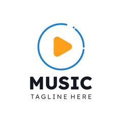 play logo vector with music