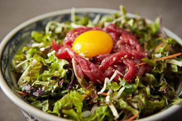  Beef Tartare and green onion sesame