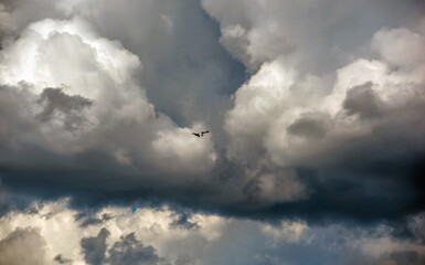 Fototapeta na wymiar blue sky with storm textured clouds 