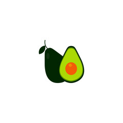 vector avocado illustration. Whole and cut avocado isolated on white background.