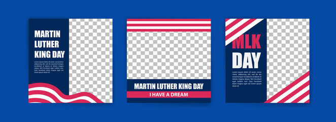 Social media post template for Martin Luther King day. Vector background for banners, posters and social media ads.