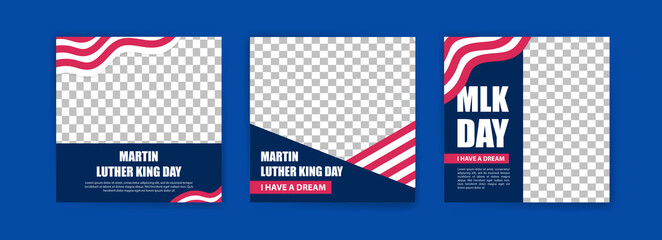 Social media post template for Martin Luther King day. Vector background for banners, posters and social media ads.
