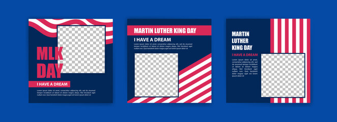 Social media post template for Martin Luther King day. Vector background for banners, posters and social media ads.