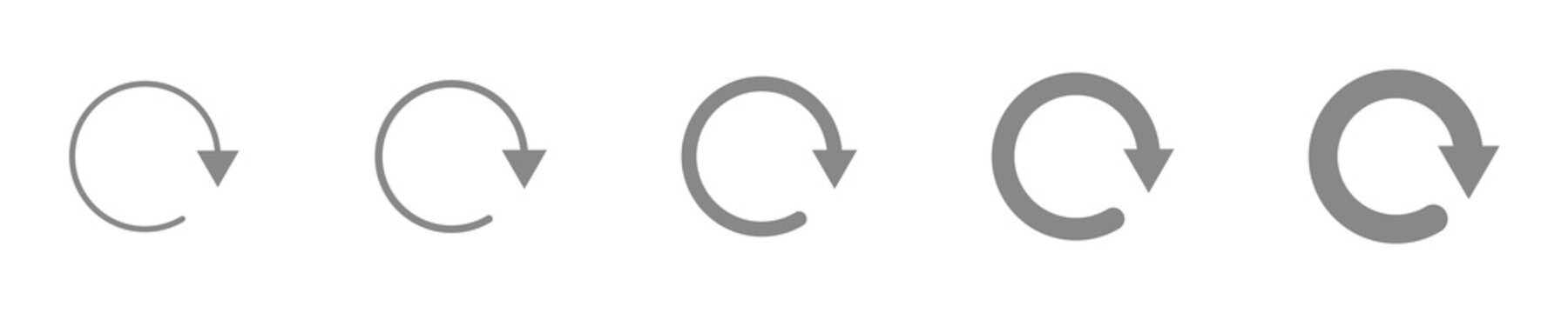 Conjunto de iconos de recargar. Concepto de actualizaci&oacute;n de p&aacute;gina web. Recargar. Ilustraci&oacute;n vectorial, estilo gris