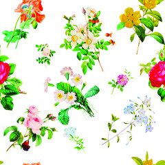 Beautiful seamless repeated vintage florals patterns free download perfect for fabrics, t-shirts packaging etc