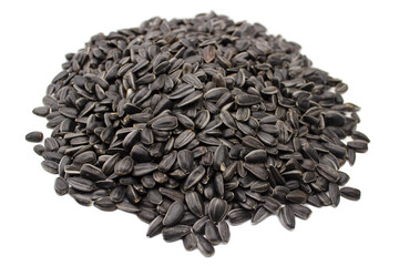 Sunflower seeds on white background
