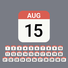 August Calendar flat icon vector
