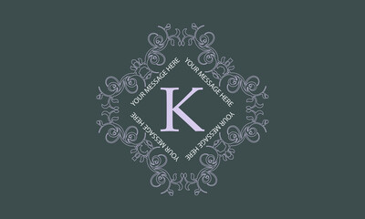 Fototapeta na wymiar Monogram template with the initials K. Exquisite logo for cafes, bars, restaurants, invitations. Business style and brand of the company. Vector.