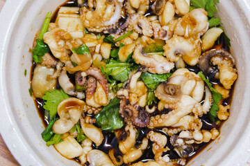 Octopus in Gourmet Sauce, fresh ingredients