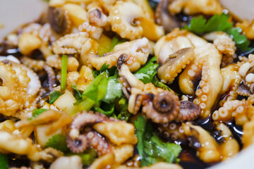 Octopus in Gourmet Sauce, fresh ingredients