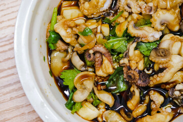 Octopus in Gourmet Sauce, fresh ingredients