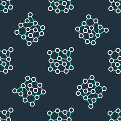 Fototapeta na wymiar Line Neural network icon isolated seamless pattern on black background. Artificial intelligence AI. Vector