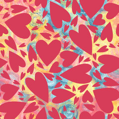 Hearts background in Impressionist style, Valentine day seamless pattern.  Perfect for greeting cards, wedding invitations, parties, textile, wallpaper - 479372243