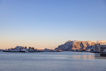 Winter and cold weather in Brønnøysund harbor,Helgeland,Northern Norway,scandinavia,Europe