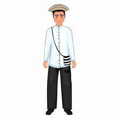 Men's folk national Panama costume. Vector illustration