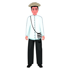 Men's folk national Panama costume. Vector illustration