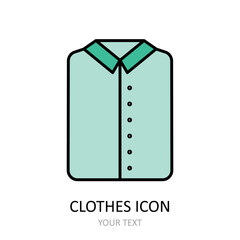 Vector illustration with shirt icon. Outline drawing.