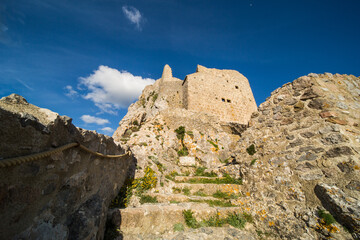 Queribus Cathar Castle Exterior Walls and Ruins in Aude France