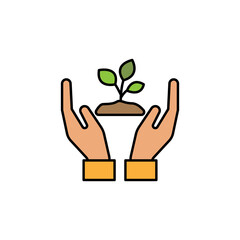 safe nature hand gesture line colored icon. Signs and symbols can be used for web, logo, mobile app, UI, UX on white background